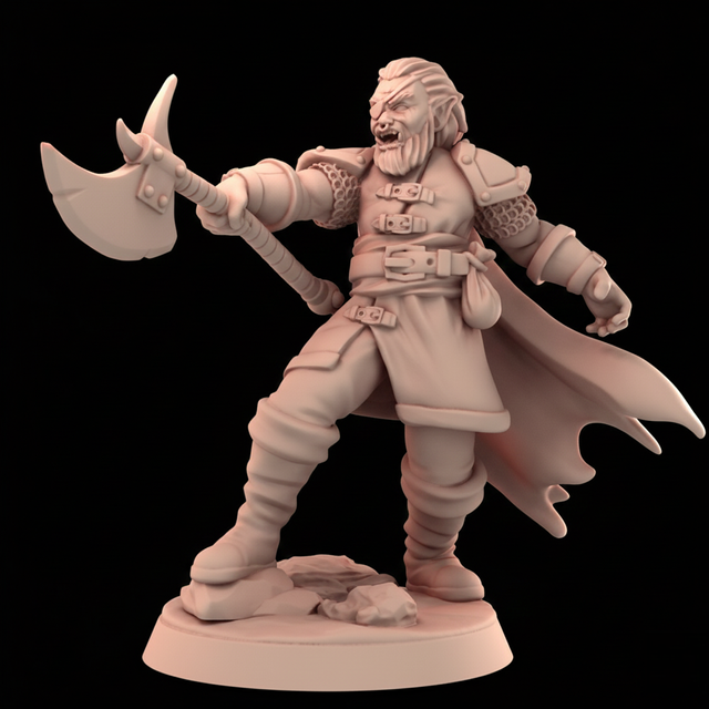 Miniatura Semiorco Hacha D&D