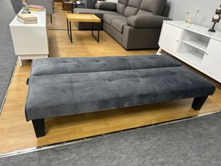 Sofá Cama Click Clack Gris Terciopelo