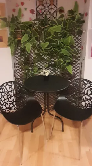 Gioco da Tavolo da Giardino con 2 Sedie Metalliche