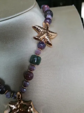 Collana pietre vere oro e viola