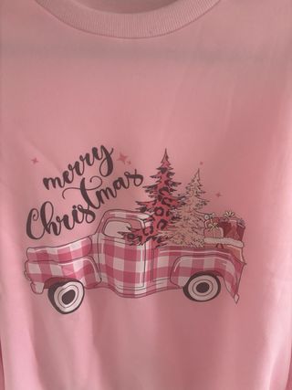 Sudadera rosa Merry Christmas con camión