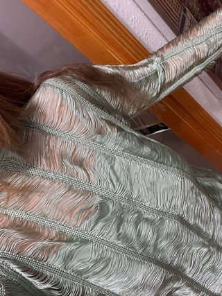 Vestido fiesta Zara flecos verde Talla M