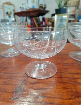 Juego 5 Copas Cóctel Cristal Tallado