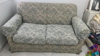 Conjunto 2 Sofás Tela Beige y Verde