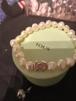 Pulsera Tous Perlas y Mariposa Plata