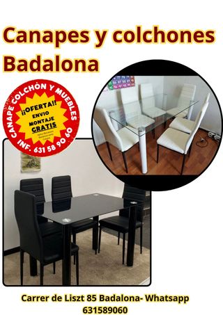 Tavolo in Cristallo + 6 Sedie Nere