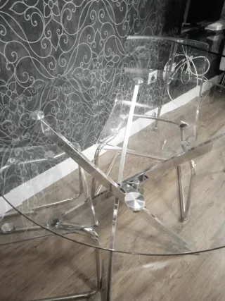 Mesa redonda cristal templado y metal