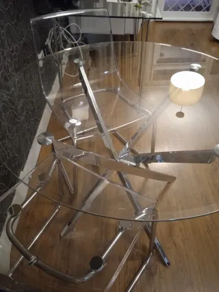 Mesa redonda cristal templado y metal