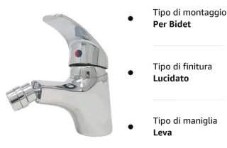 Rubinetto Bagno Bidet Miscelatore Cromato