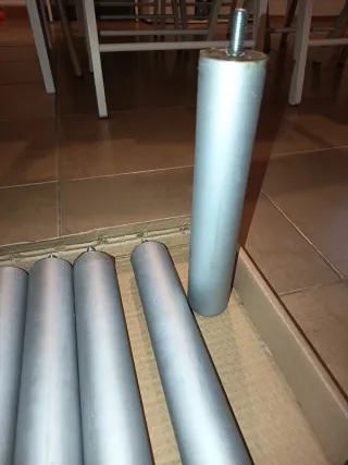 Juego de 6 patas de madera para Somier color plata