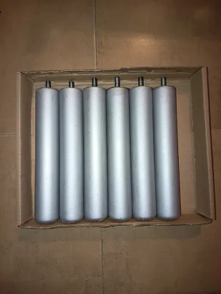 Juego de 6 patas de madera para Somier color plata