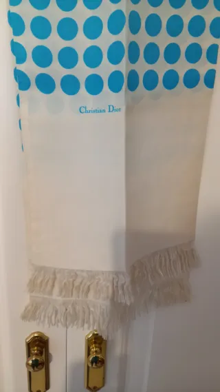 Pañuelo/bufanda Christian Dior lunares azul y blan