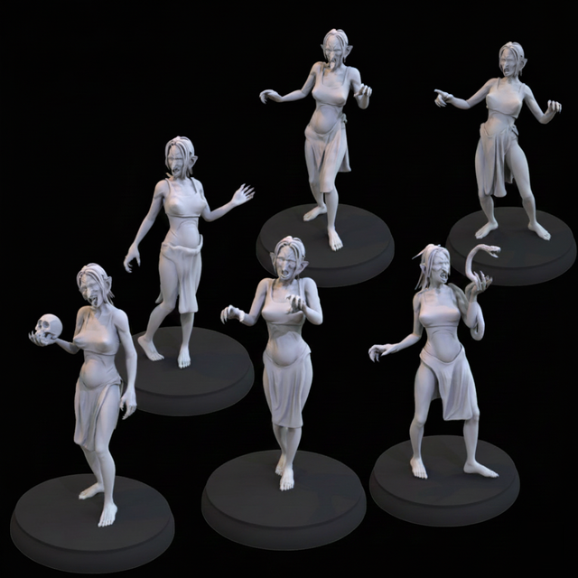 Aquelarre Brujas Miniaturas Impresión 3D