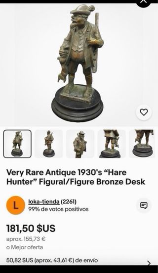 Figura bronce cazador con presa