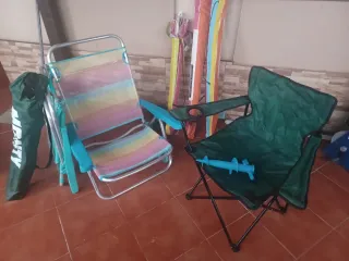 Lote 4 Sillas Playa + 3 Sombrillas