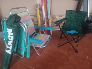 Lote 4 Sillas Playa + 3 Sombrillas
