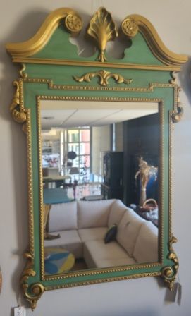 Specchio Palazzo Veneziano Dorato e Verde. Vintage.