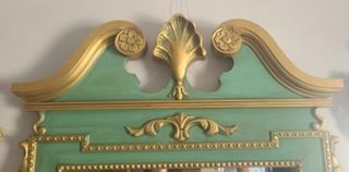 Specchio Palazzo Veneziano Dorato e Verde. Vintage.