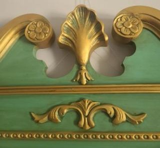 Specchio Palazzo Veneziano Dorato e Verde. Vintage.