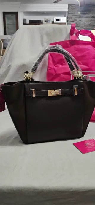 Bolso Purificación García Marrón oscuro.