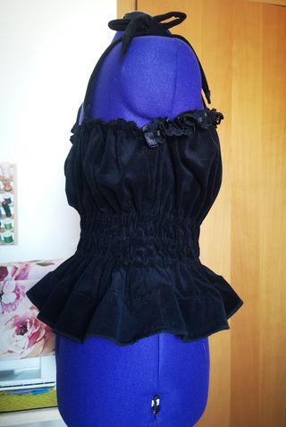 Top Lolita nero velluto elasticizzato plus size