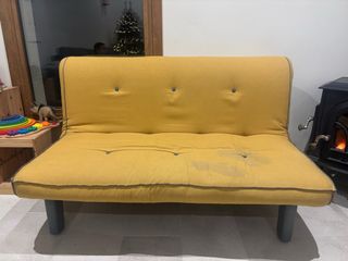 Sofá Cama Futón Amarillo y Gris