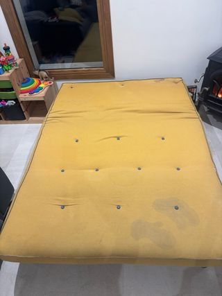 Sofá Cama Futón Amarillo y Gris