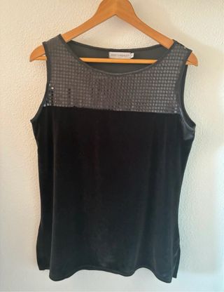 Top Terciopelo Lentejuelas Negro Talla 46