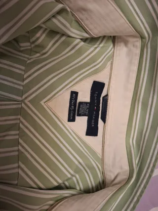 Camisa Tommy Hilfiger Rayas Verde y Blanca