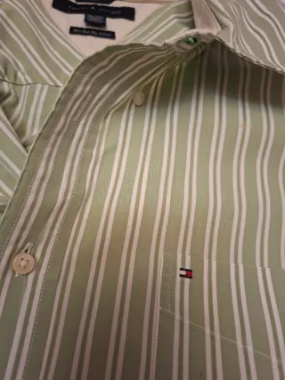 Camisa Tommy Hilfiger Rayas Verde y Blanca