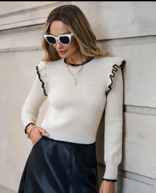 Jersey Shein volantes blanco Talla S