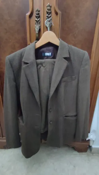 Traje chaqueta mujer espiga marrón