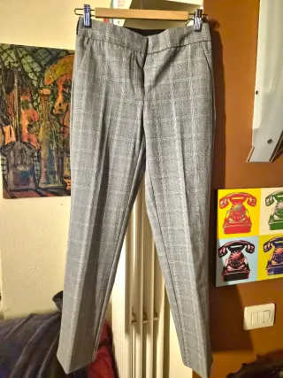 Pantaloni eleganti Zara grigi a quadri