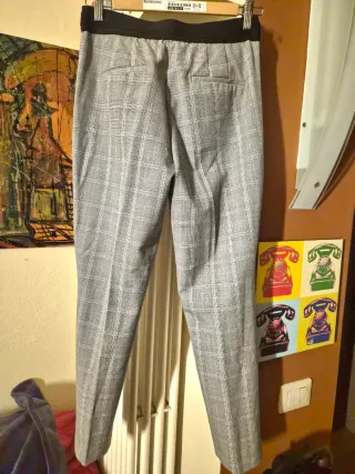 Pantaloni eleganti Zara grigi a quadri