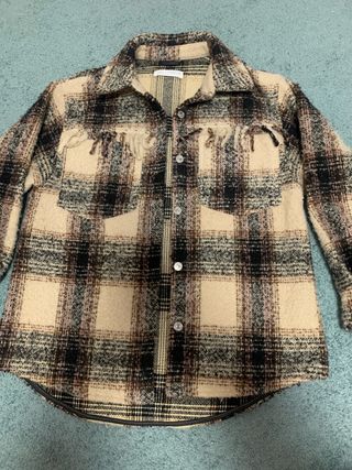 Chaqueta Zara cuadros flecos