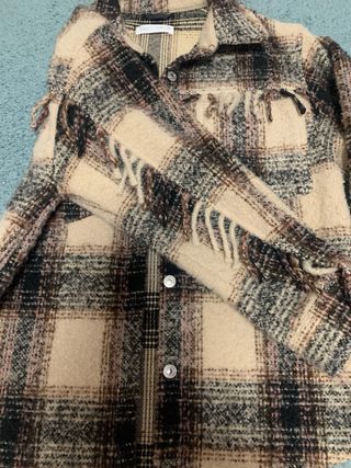 Chaqueta Zara cuadros flecos