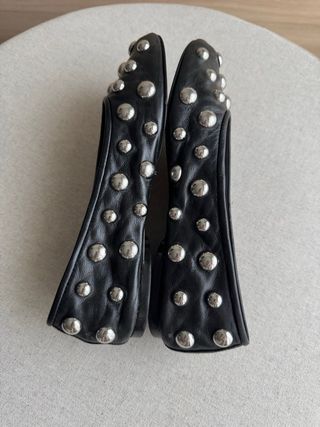 Bailarinas Zara Piel Tachas Metálicas Negras