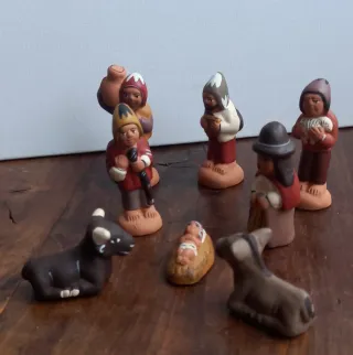 Presepe peruviano vintage in terracotta