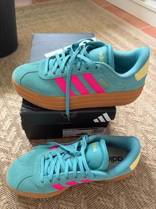 Adidas Samba Plataforma Verde/Rosa