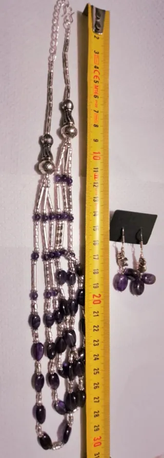 Collana Ametista 3 Giri + Orecchini