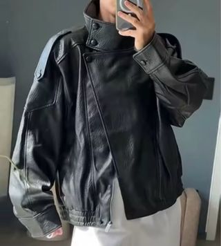 Cazadora efecto piel YSL Zara XS