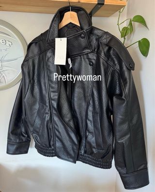 Cazadora efecto piel YSL Zara XS