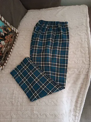 Pantaloni donna quadri turchese