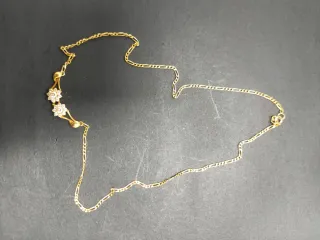 Collar Oro 18k con Flores y Circonitas