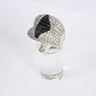 Anillo Plata 925 Cóctel Negro y Blanco