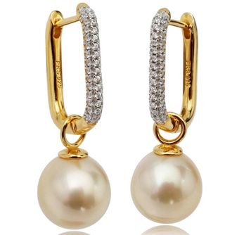 Pendientes Perla South Sea 12mm Oro Claro