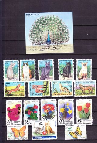 Lote sellos animales y plantas