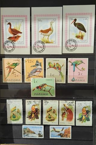 Lote sellos aves y pajaros diferentes paises