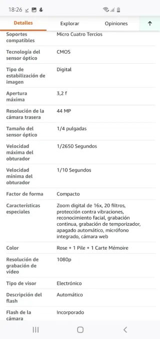 Cámara Digital VAJOIALD Rosa 1080. NUEVA.