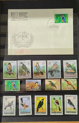 Lote sellos aves y pájaros diferentes países